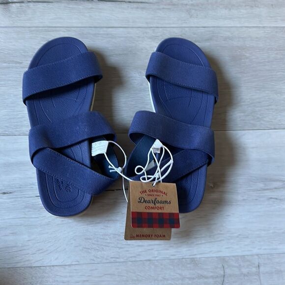Dearfoams Women's Original Comfort Backstrap Casual Open Toe Sandal Blue 9.5 nwt - Picture 7 of 9